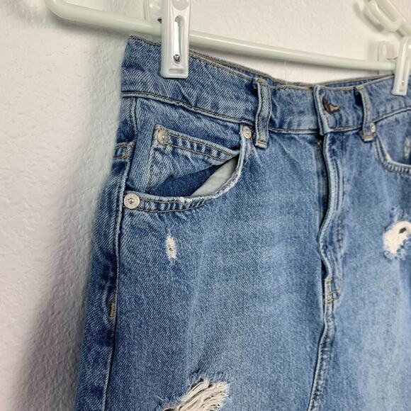 We The Free Distressed Blue Denim Boho Festival Mini Short Skirt Size 25 - Picture 3 of 8